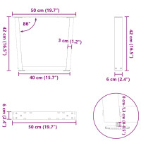 Produktbild för Soffbordsben V-formade 2 st naturstål 50x(42-43,3) cm stål