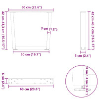 Produktbild för Soffbordsben V-formade 2 st svarta 60x(42-43,3) cm stål
