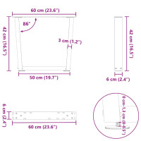 Produktbild för Soffbordsben V-formade 2 st vita 60x(42-43,3) cm stål
