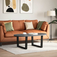 Produktbild för Soffbordsben V-formade 2 st svarta 70x(42-43,3) cm stål
