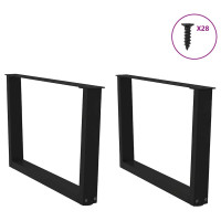 Produktbild för Soffbordsben V-formade 2 st svarta 70x(42-43,3) cm stål