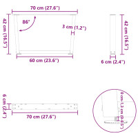 Produktbild för Soffbordsben V-formade 2 st svarta 70x(42-43,3) cm stål