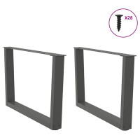 Produktbild för Soffbordsben V-formade 2 st antracit 70x(42-43,3) cm stål