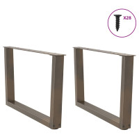 Produktbild för Soffbordsben V-formade 2 st naturstål 70x(42-43,3) cm stål