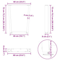 Produktbild för Matbordsben V-formade 2 st vita 60x(72-73,3) cm stål