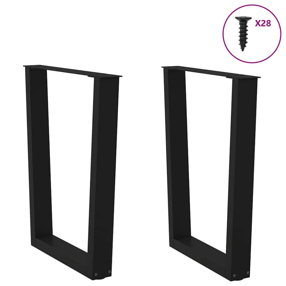 Produktbild för Matbordsben V-formade 2 st svarta 70x(72-73,3) cm stål