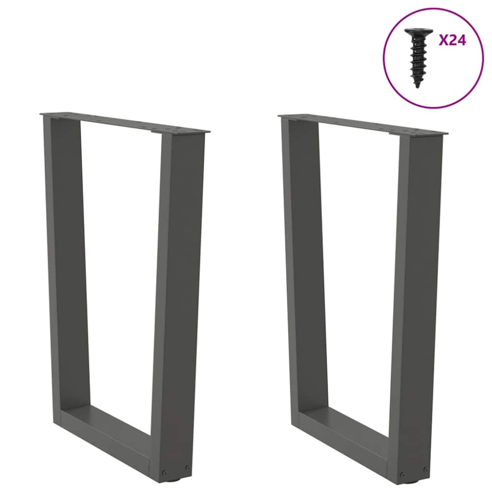 Produktbild för Matbordsben V-formade 2 st antracit 70x(72-73,3) cm stål
