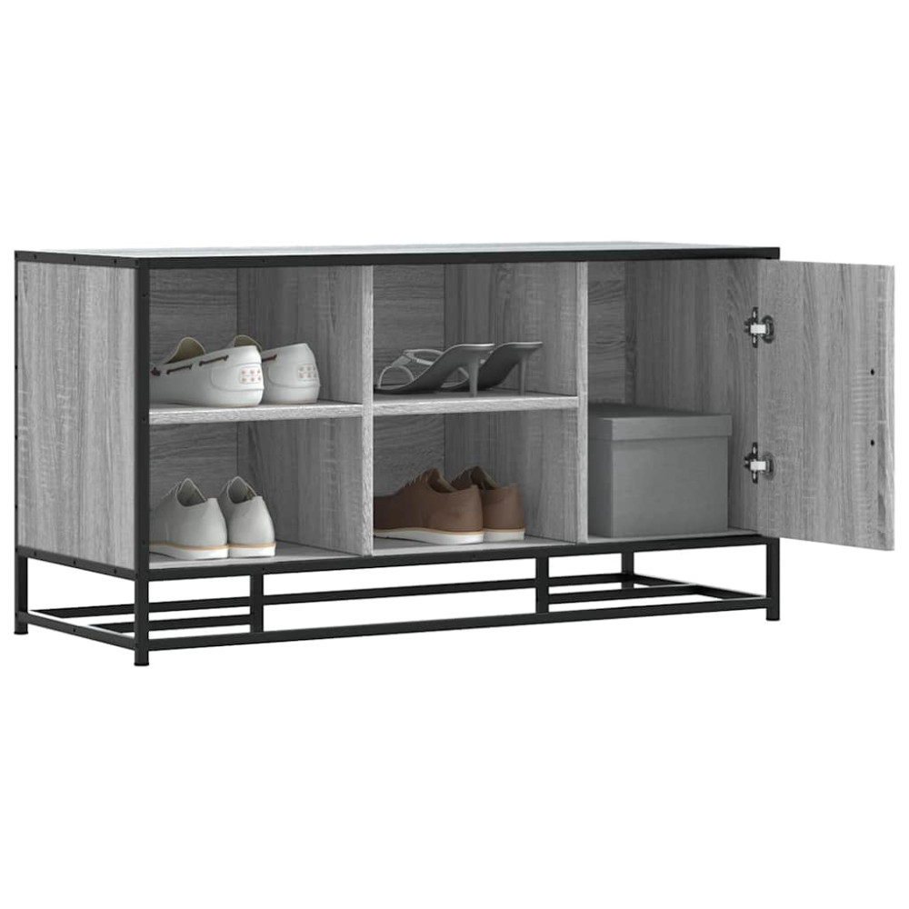 Produktbild för Skobänk grå sonoma 100x40x53,5 cm konstruerat trä och metall