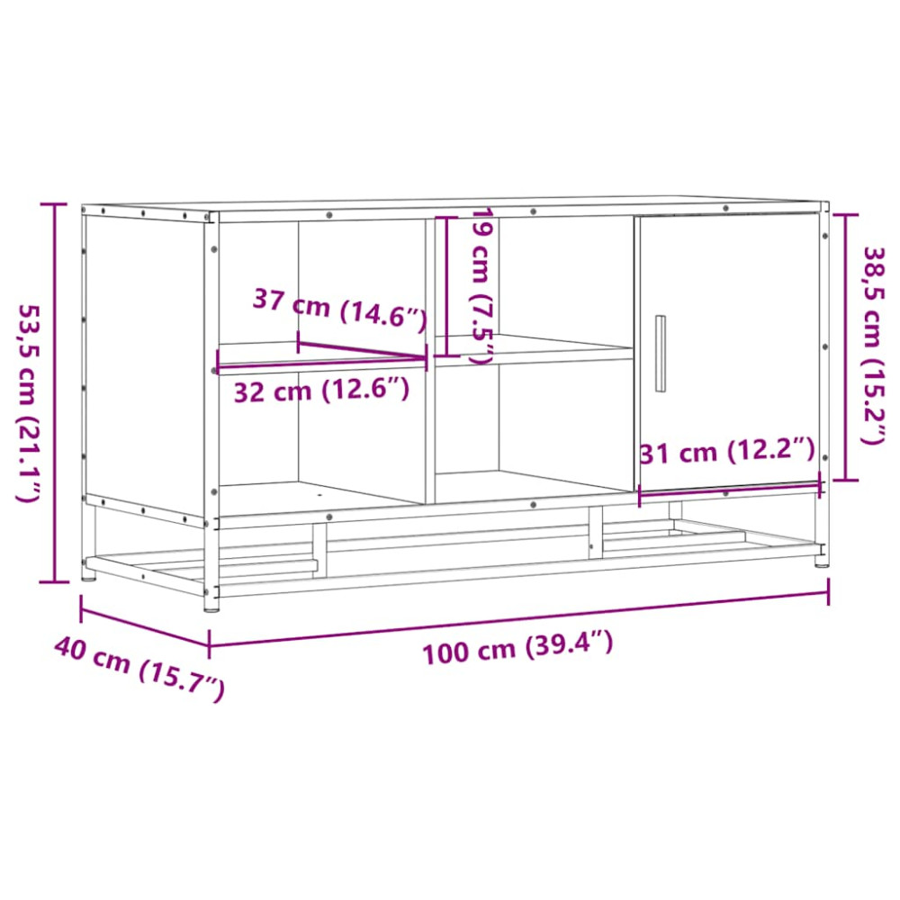 Produktbild för Skobänk grå sonoma 100x40x53,5 cm konstruerat trä och metall