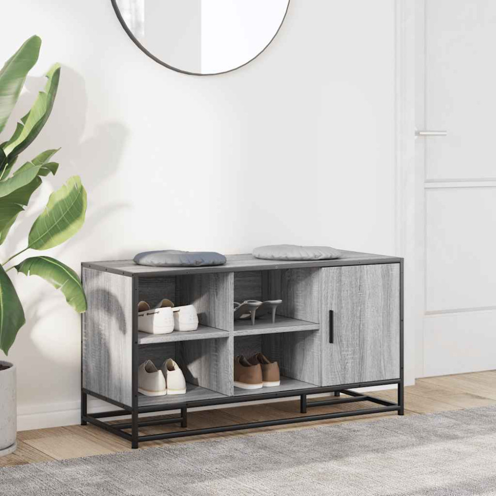 Produktbild för Skobänk grå sonoma 100x40x53,5 cm konstruerat trä och metall