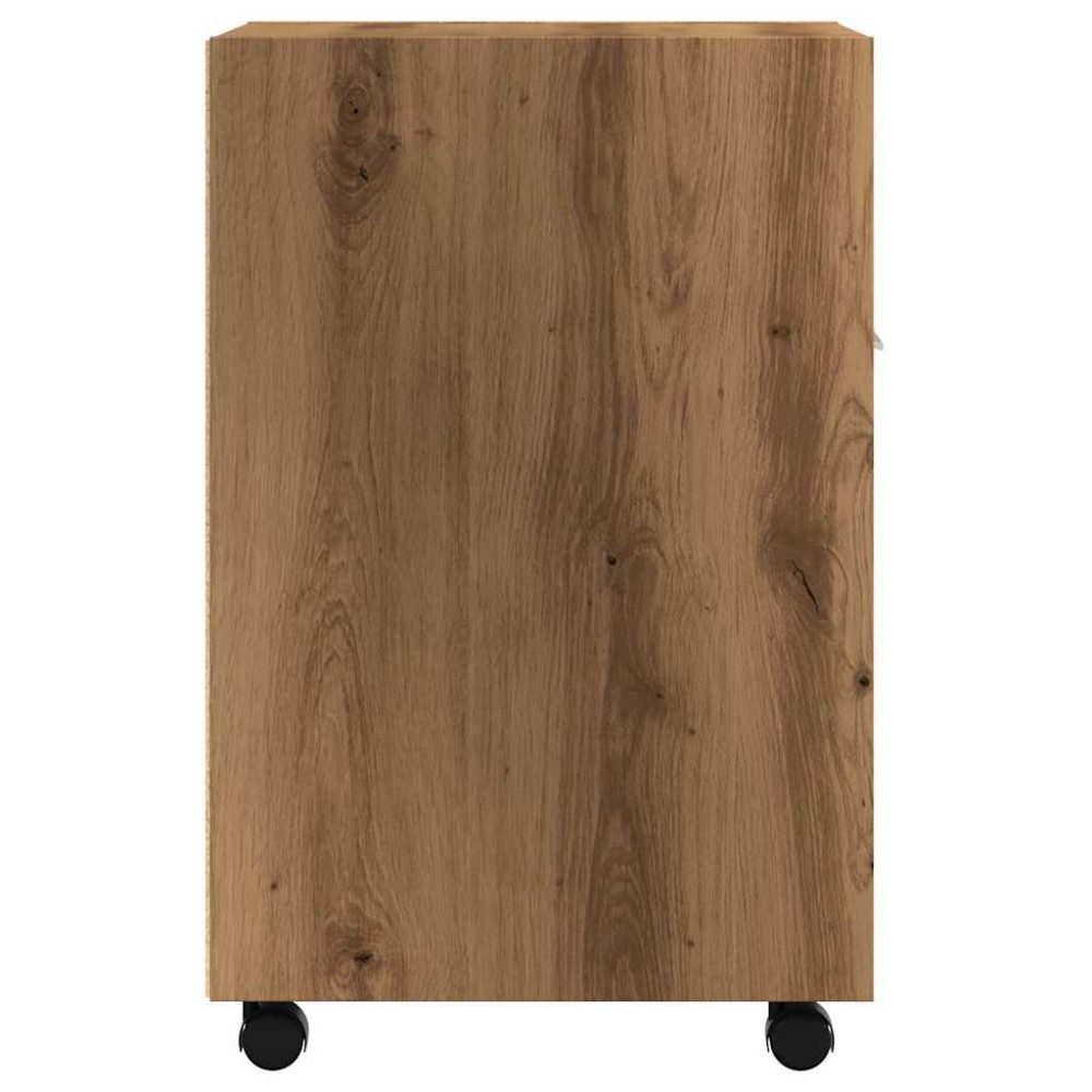 Produktbild för Skåp med hjul artisan ek 33x38x60 cm konstruerat trä