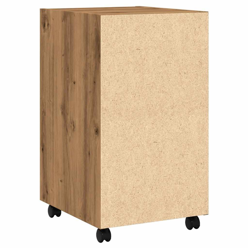 Produktbild för Skåp med hjul artisan ek 33x38x60 cm konstruerat trä
