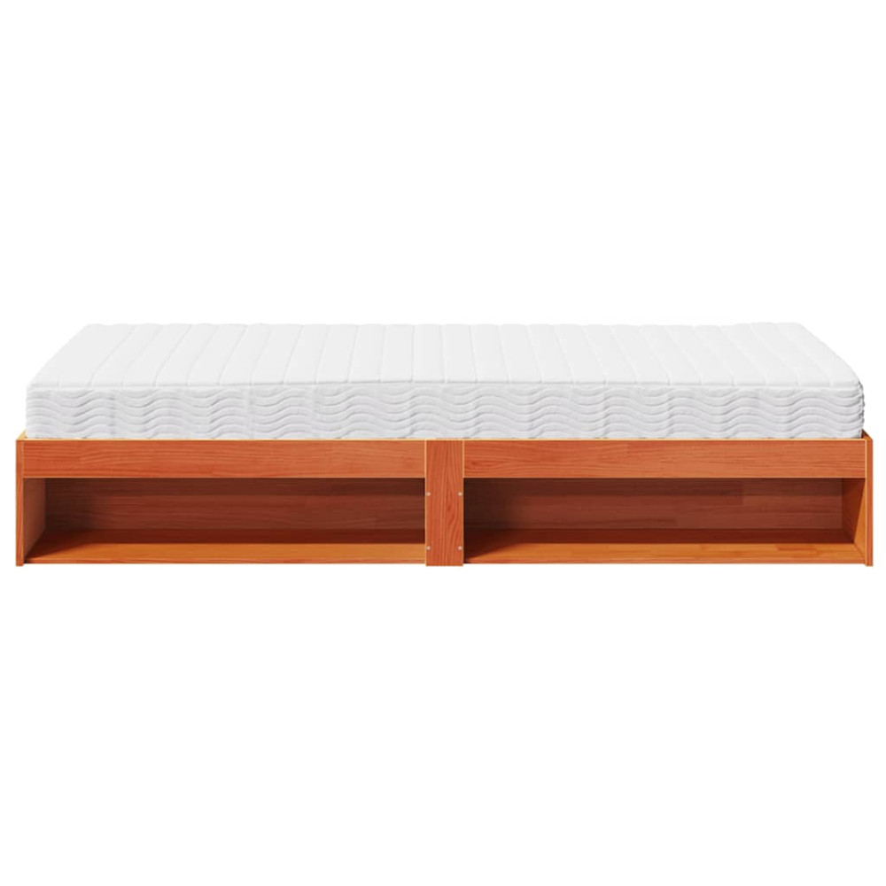 Produktbild för Dagbädd med madrass vaxbrun 100x200 cm massiv furu