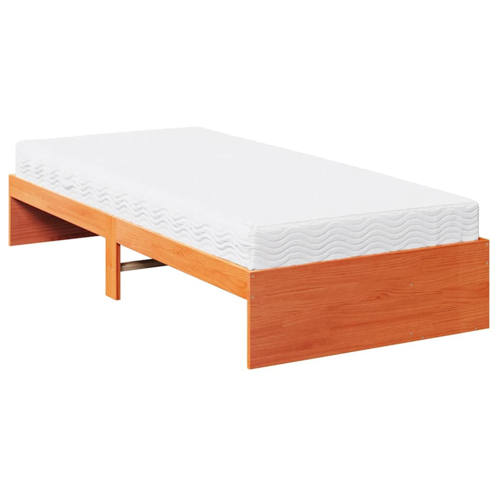 Produktbild för Dagbädd med madrass vaxbrun 100x200 cm massiv furu