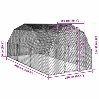 Produktbild för Hönsgård 2,5x6x2,25 m galvaniserat stål