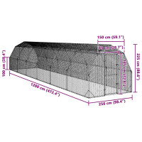 Produktbild för Hönsgård 2,5x12x2,25 m galvaniserat stål