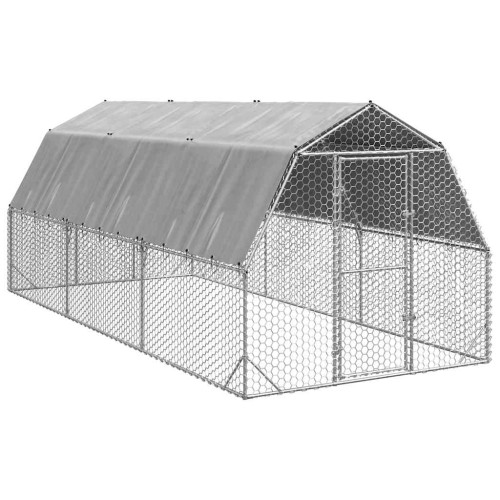 vidaXL Hönsgård med tak 2,5x6x2,25 m galvaniserat stål