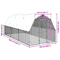 Produktbild för Hönsgård med tak 2,5x6x2,25 m galvaniserat stål