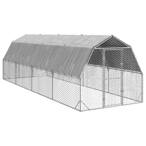 vidaXL Hönsgård med tak 2,5x8x2,25 m galvaniserat stål