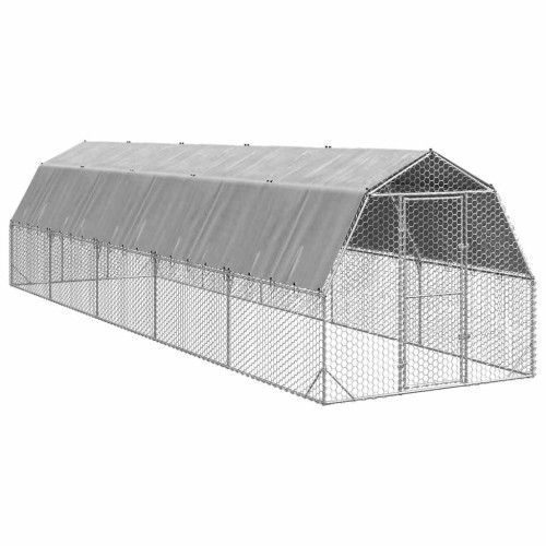 vidaXL Hönsgård med tak 2,5x10x2,25 m galvaniserat stål
