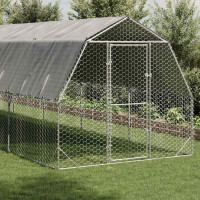 Produktbild för Hönsgård med tak 2,5x10x2,25 m galvaniserat stål