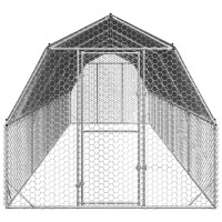 Produktbild för Hönsgård med tak 2,5x10x2,25 m galvaniserat stål