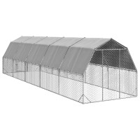 Produktbild för Hönsgård med tak 2,5x10x2,25 m galvaniserat stål