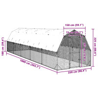 Produktbild för Hönsgård med tak 2,5x10x2,25 m galvaniserat stål