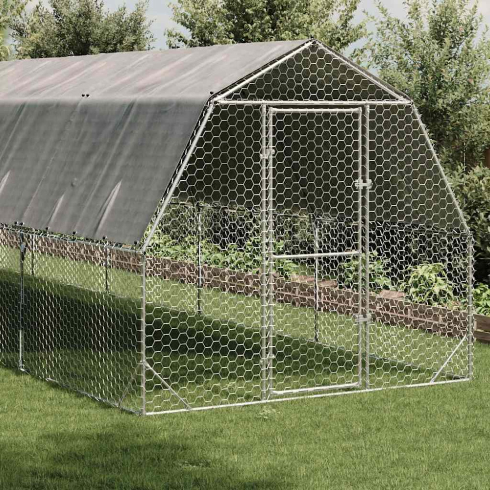 Produktbild för Hönsgård med tak 2,5x12x2,25 m galvaniserat stål