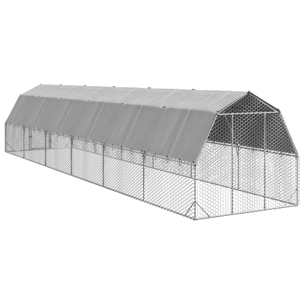 Produktbild för Hönsgård med tak 2,5x12x2,25 m galvaniserat stål