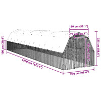 Produktbild för Hönsgård med tak 2,5x12x2,25 m galvaniserat stål