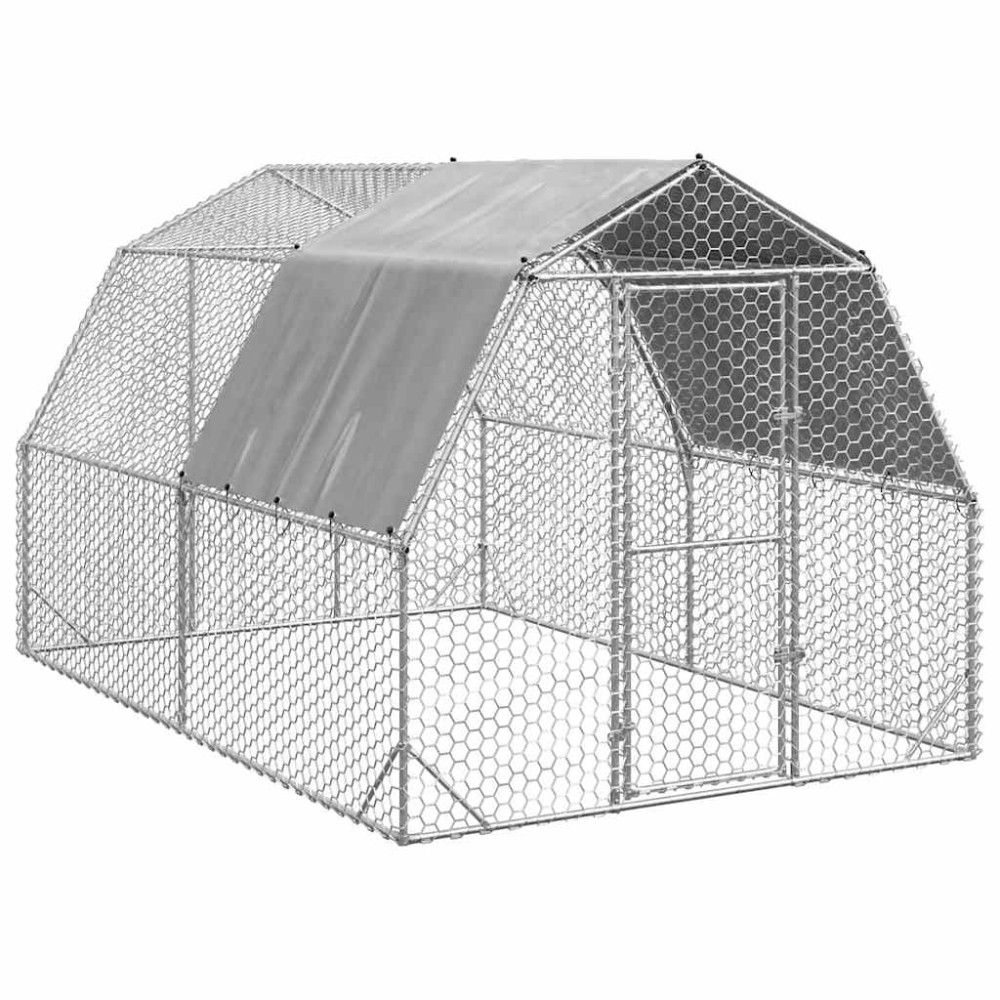 Produktbild för Hönsgård med tak 2,5x4x2,25 m galvaniserat stål