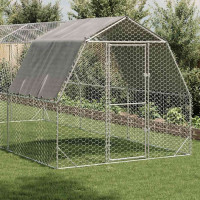 Produktbild för Hönsgård med tak 2,5x6x2,25 m galvaniserat stål