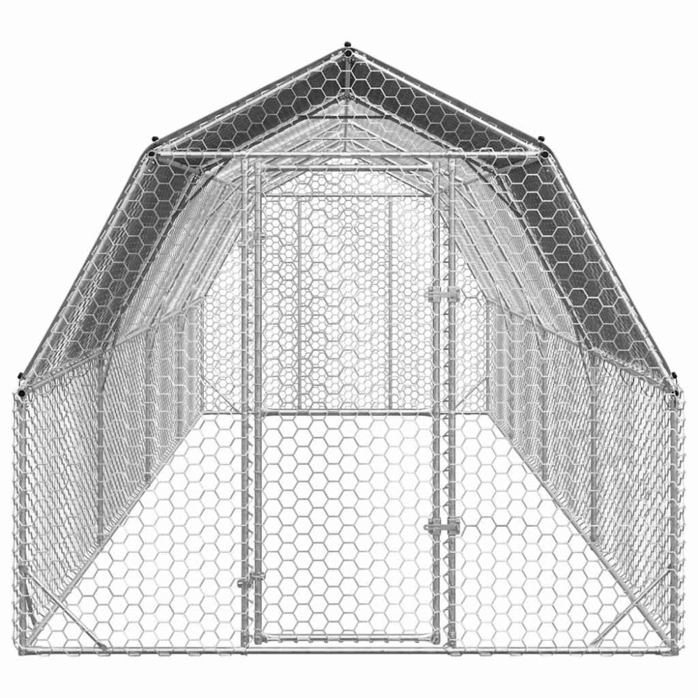 Produktbild för Hönsgård med tak 2,5x8x2,25 m galvaniserat stål