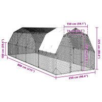 Produktbild för Hönsgård med tak 2,5x8x2,25 m galvaniserat stål