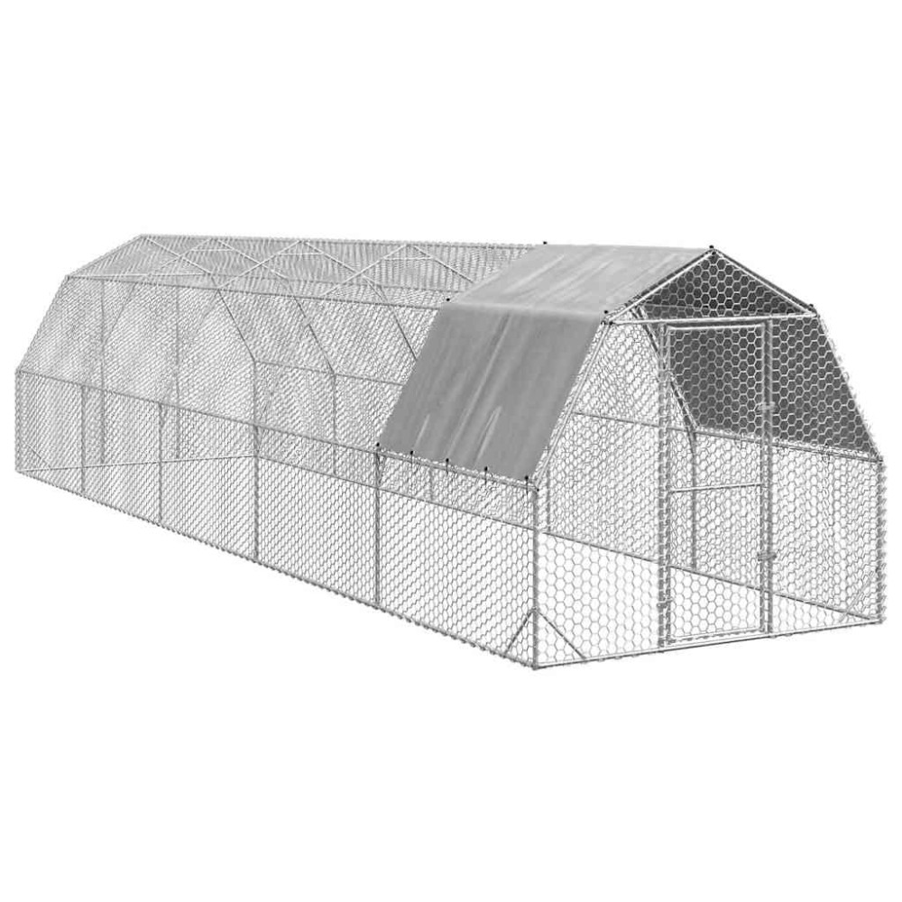 Produktbild för Hönsgård med tak 2,5x10x2,25 m galvaniserat stål