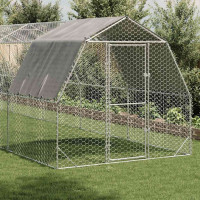Produktbild för Hönsgård med tak 2,5x10x2,25 m galvaniserat stål