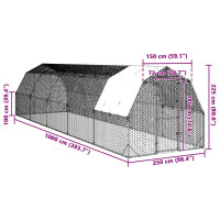 Produktbild för Hönsgård med tak 2,5x10x2,25 m galvaniserat stål
