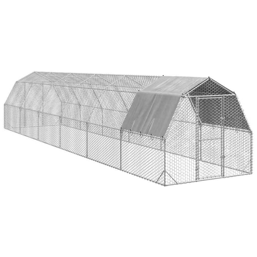 Produktbild för Hönsgård med tak 2,5x12x2,25 m galvaniserat stål