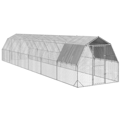 vidaXL Hönsgård med tak 2,5x12x2,25 m galvaniserat stål