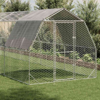 Produktbild för Hönsgård med tak 2,5x12x2,25 m galvaniserat stål
