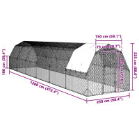 Produktbild för Hönsgård med tak 2,5x12x2,25 m galvaniserat stål
