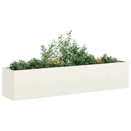 vidaXL Odlingslåda vit 200x40x40 cm kallvalsat stål