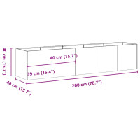 Produktbild för Odlingslåda vit 200x40x40 cm kallvalsat stål