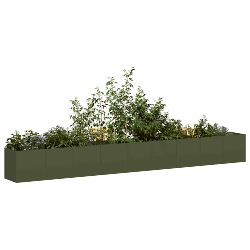 Produktbild för Odlingslåda olivgrön 360x40x40 cm kallvalsat stål