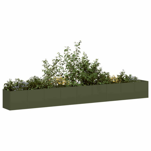 vidaXL Odlingslåda olivgrön 360x40x40 cm kallvalsat stål