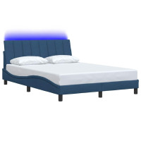 Produktbild för Bed Frame without Mattress "Hanko" Blue 140x200cm Fabric