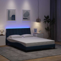 Produktbild för Bed Frame without Mattress "Hanko" Blue 140x200cm Fabric