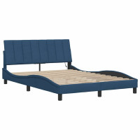 Produktbild för Bed Frame without Mattress "Hanko" Blue 140x200cm Fabric