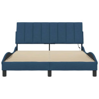 Produktbild för Bed Frame without Mattress "Hanko" Blue 140x200cm Fabric